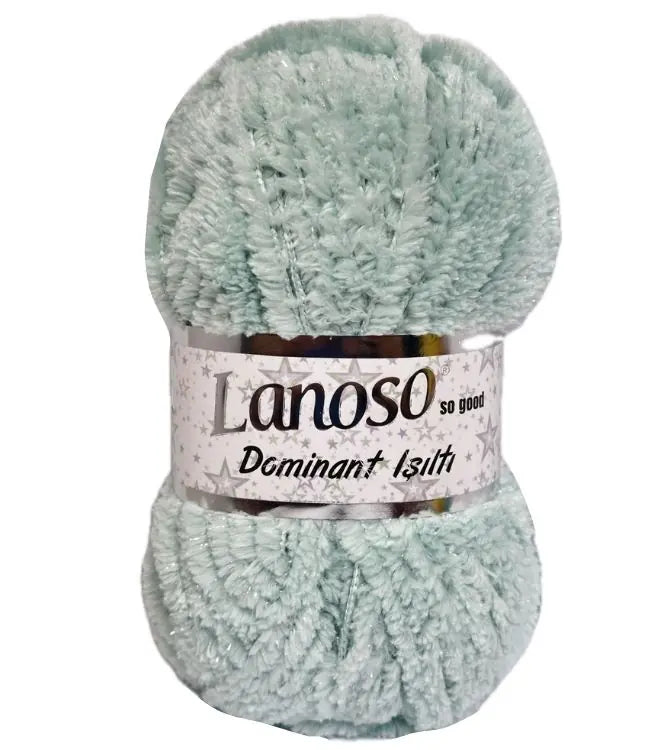 Lanoso Dominant Işıltı 915 Elma Yeşili Simli Peluş Örgü İpi 100 g