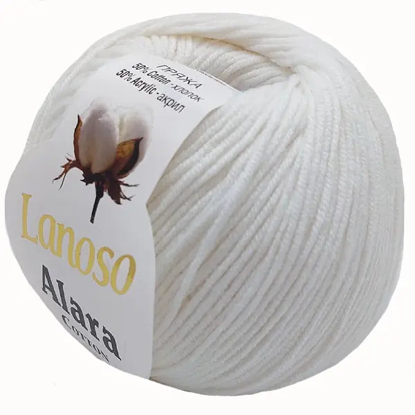 Lanoso Alara 955 Beyaz 50 g 140 m örgü ipliği