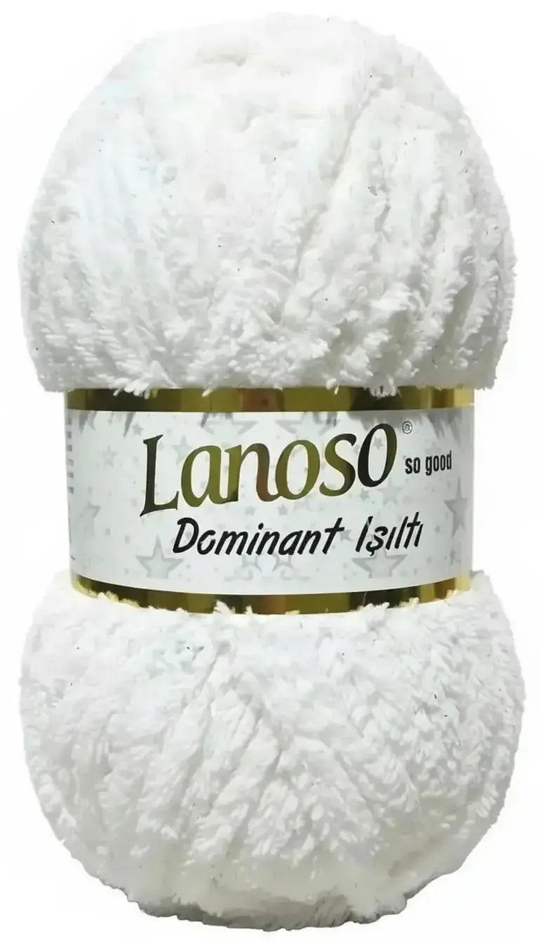 Lanoso Dominant Işıltı 955 Beyaz Simli Peluş Örgü İpi 100 g