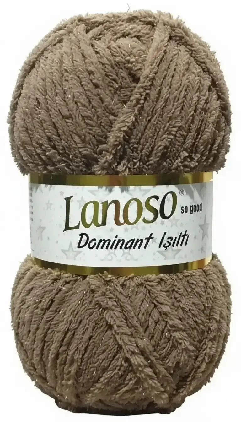 Lanoso Dominant Işıltı 907 Koyu Bej Simli Peluş Örgü İpi 100 g