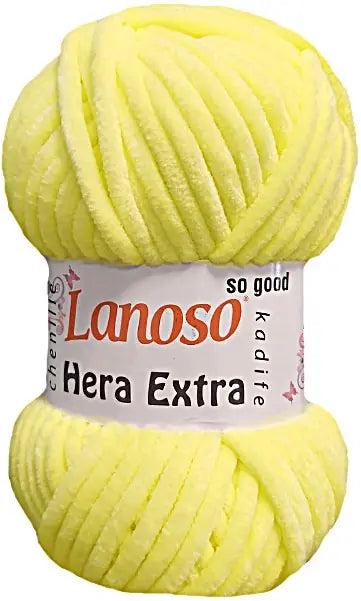 Lanoso Hera Extra 914 Limon Sarısı Kadife Örgü İpi 100 g