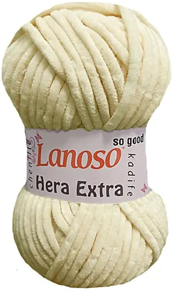 Lanoso Hera Extra 901 Krem Kadife Örgü İpi 100 g