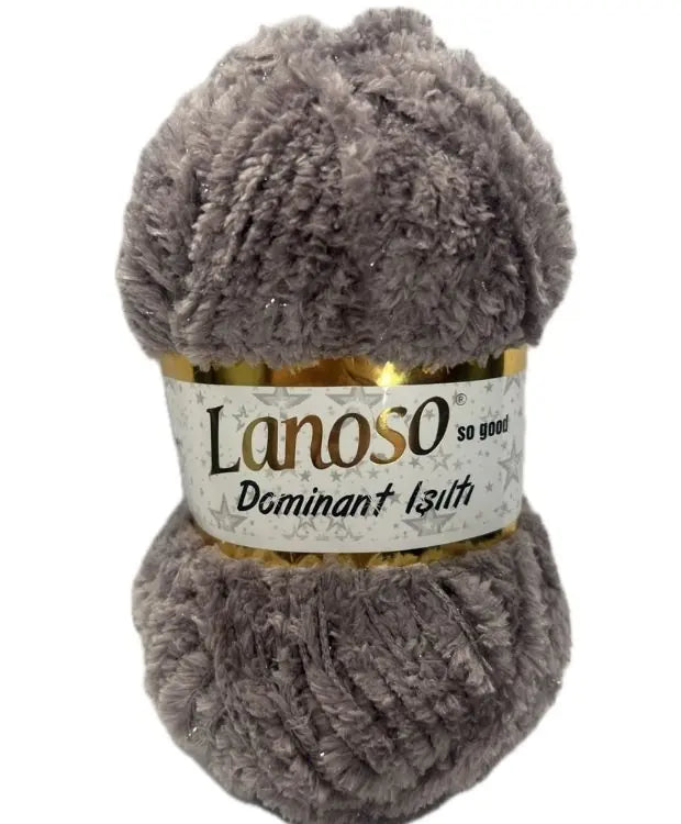 Lanoso Dominant Işıltı 952 Gri Simli Peluş Örgü İpi 100 g