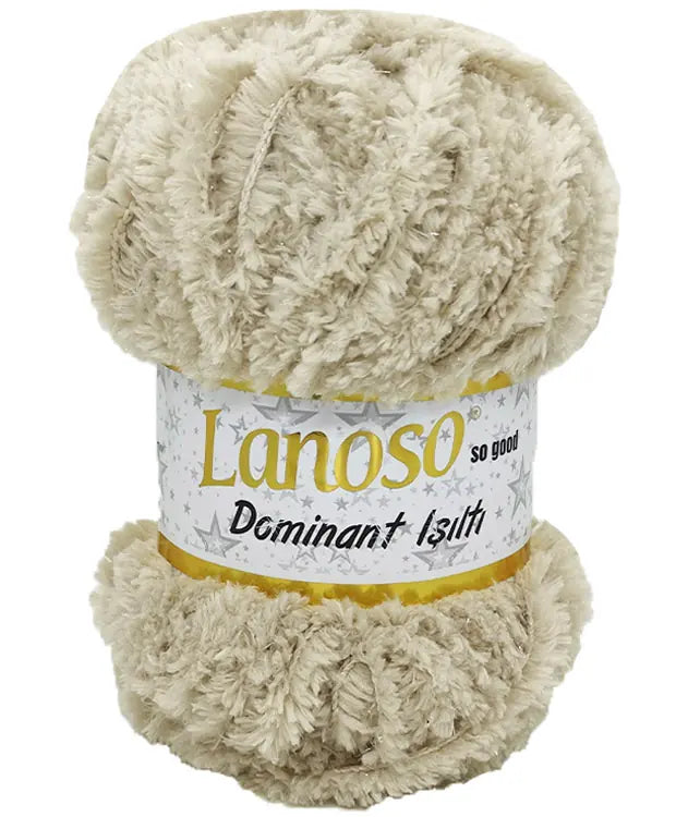 Lanoso Dominant Işıltı 999 Taş Rengi Simli Peluş Örgü İpi 100 g