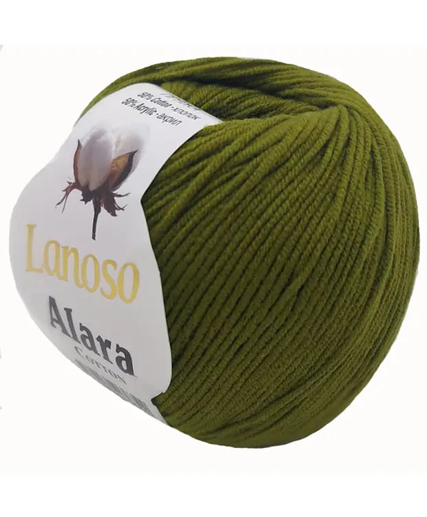 Lanoso Alara 912 Zeytin 50 g 140 m örgü ipliği