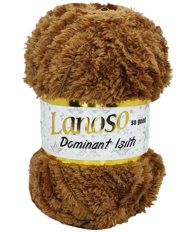 Lanoso Dominant Işıltı 1907 Sütlü Kahve Simli Peluş Örgü İpi 100 g