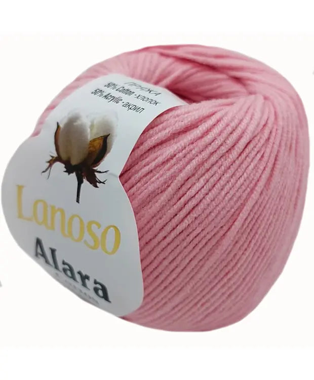 Lanoso Alara 932 Şeker Pembesi 50 g 140 m örgü ipliği