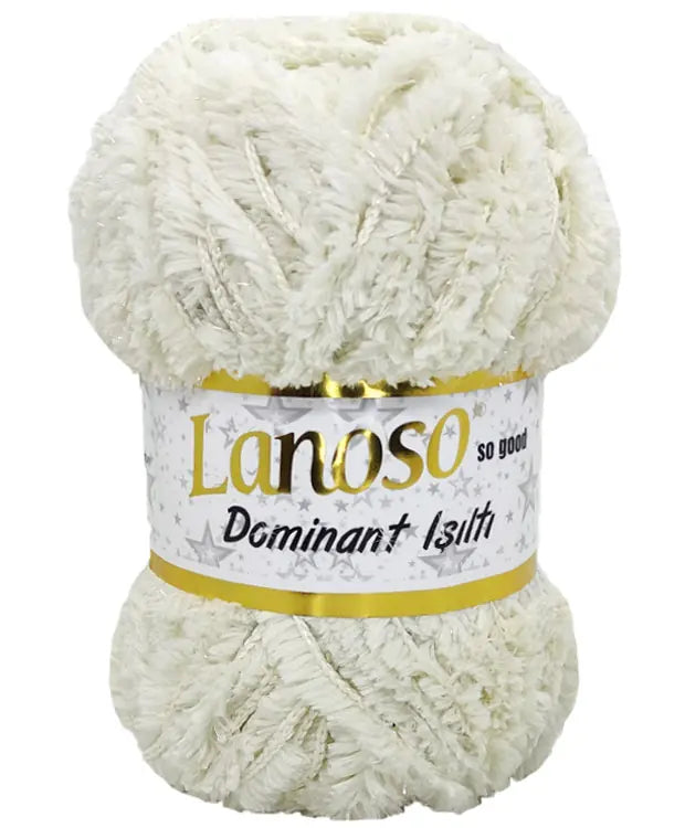 Lanoso Dominant Işıltı 901 Kemik Simli Peluş Örgü İpi 100 g