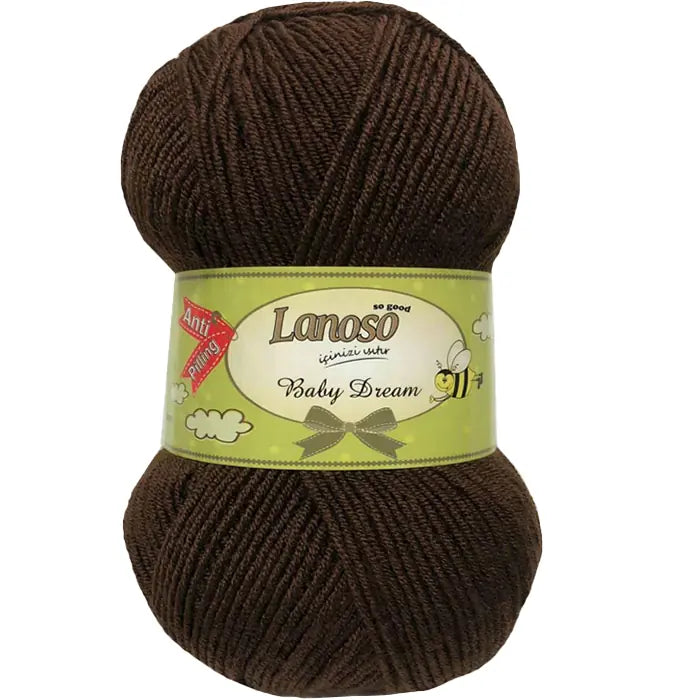 Lanoso Baby Dream Antipilling 924 Koyu Kahve Bebek Örgü İpi 100 g