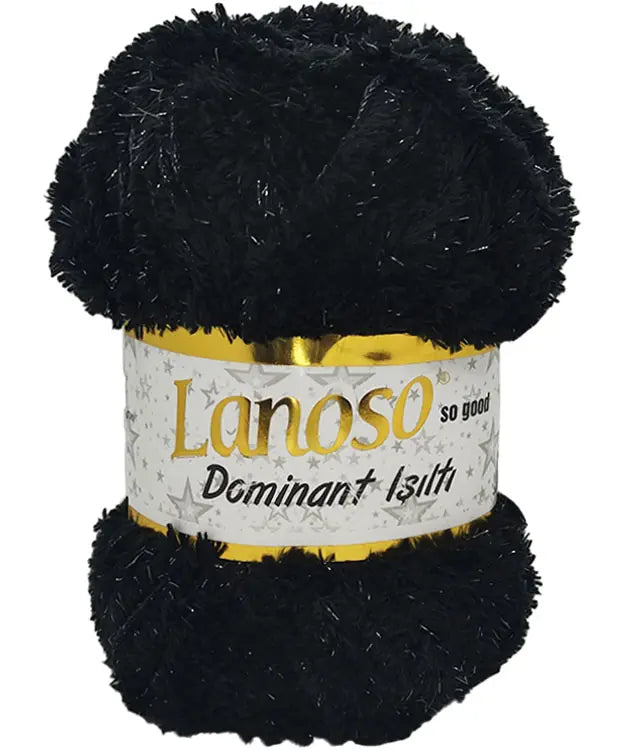 Lanoso Dominant Işıltı 960 Siyah Simli Peluş Örgü İpi 100 g