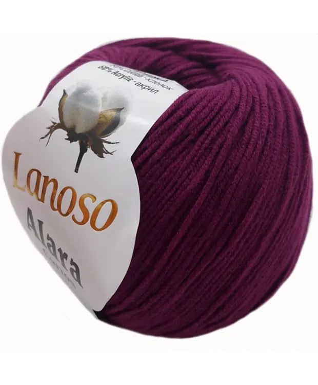 Lanoso Alara 959 Patlıcan Moru 50 g 140 m örgü ipliği