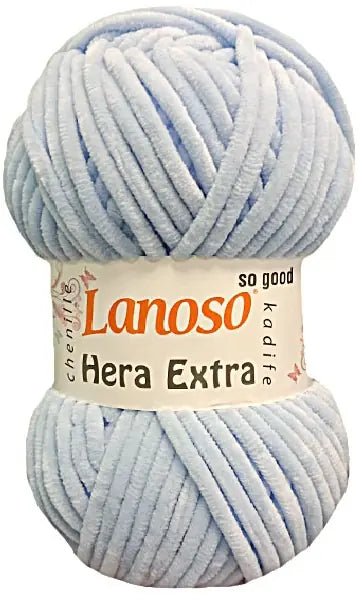 Lanoso Hera Extra 961 Buz Mavi Kadife Örgü İpi 100 g