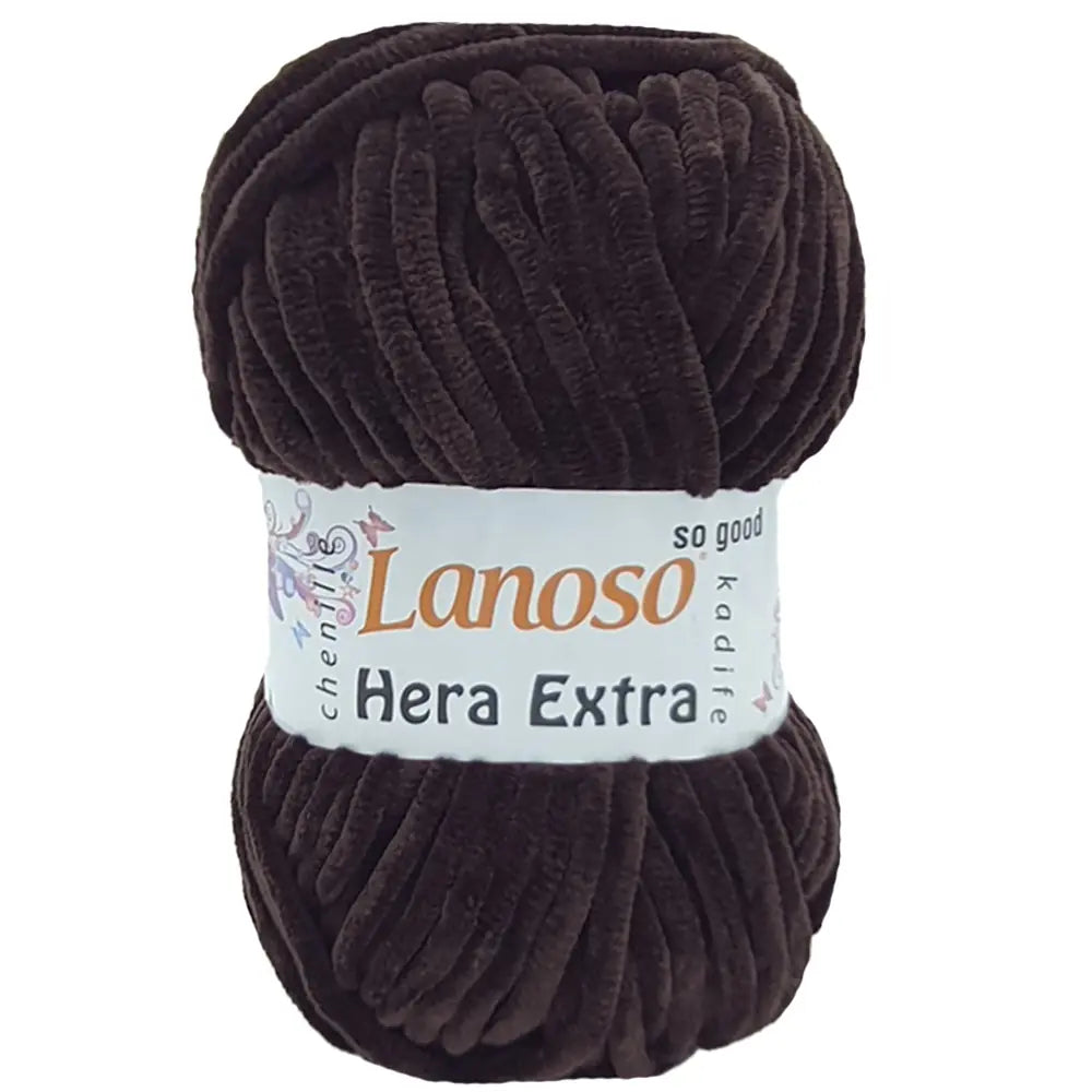 Lanoso Hera Extra 926 Koyu Kahve Kadife Örgü İpi 100 g