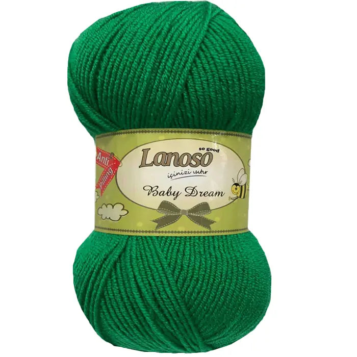 Lanoso Baby Dream Antipilling 920 Koyu Çimen Yeşili Bebek Örgü İpi 100 g