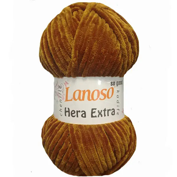 Lanoso Hera Extra 906 Koyu Oranj Kadife Örgü İpi 100 g