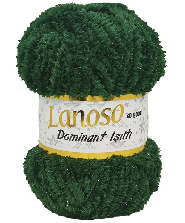Lanoso Dominant Işıltı 930 Nefti Yeşil Simli Peluş Örgü İpi 100 g