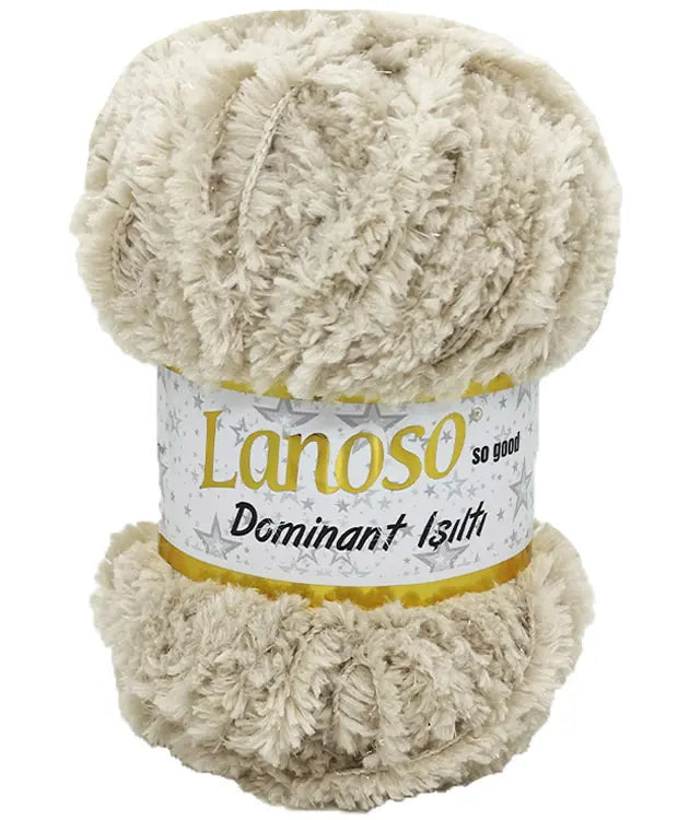 Lanoso Dominant Işıltı 902 Krem Simli Peluş Örgü İpi 100 g