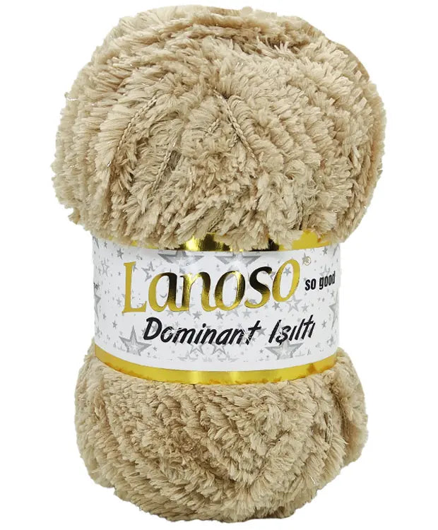 Lanoso Dominant Işıltı 905 Bej Simli Peluş Örgü İpi 100 g
