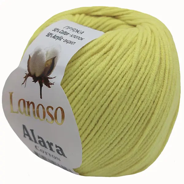 Lanoso Alara 977 Küf Sarısı 50 g 140 m örgü ipliği