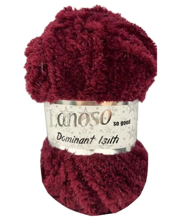 Lanoso Dominant Işıltı 957 Bordo Simli Peluş Örgü İpi 100 g