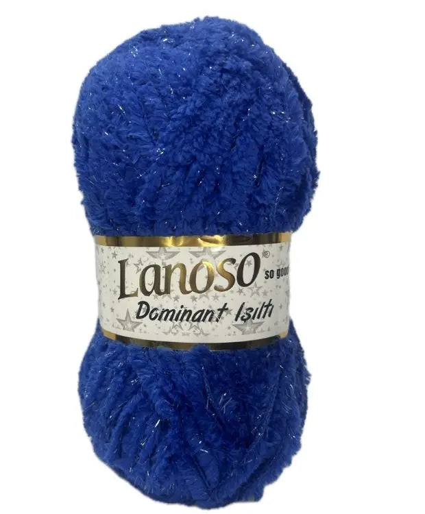 Lanoso Dominant Işıltı 954 Saks Mavisi Simli Peluş Örgü İpi 100 g