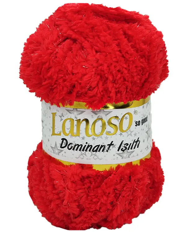 Lanoso Dominant Işıltı 938 Nar Çiçeği Simli Peluş Örgü İpi 100 g