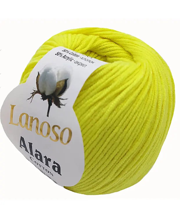 Lanoso Alara 970 Neon Sarı 50 g 140 m örgü ipliği