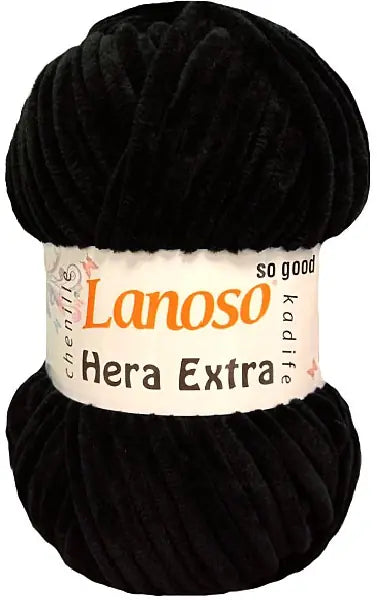 Lanoso Hera Extra 960 Siyah Kadife Örgü İpi 100 g