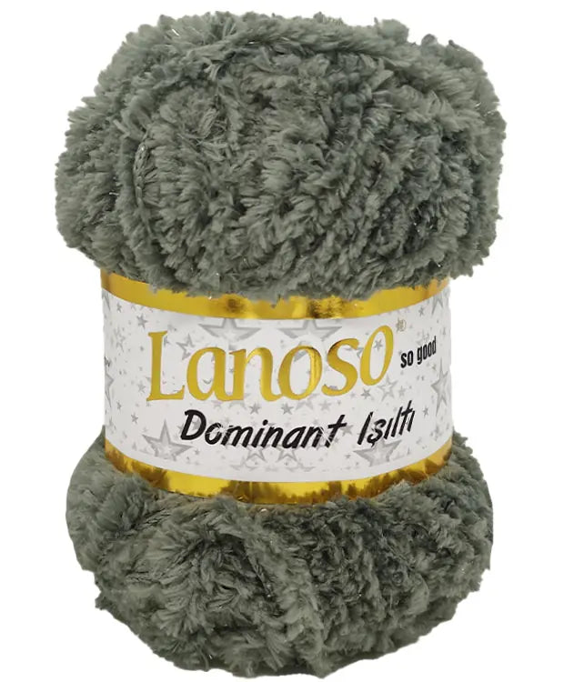 Lanoso Dominant Işıltı 953 Koyu Gri Simli Peluş Örgü İpi 100 g
